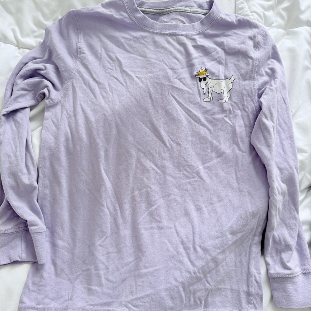 GOAT USA Lilac Long Sleeve Kids Tee with Dog Design